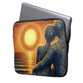 Liebespaar bei Sonnen Untergang am Meer Laptop Sleeve