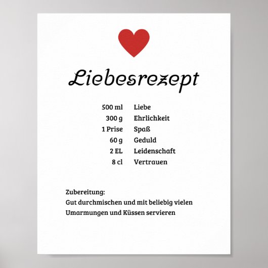 Liebesrezept Poster (Voorkant)
