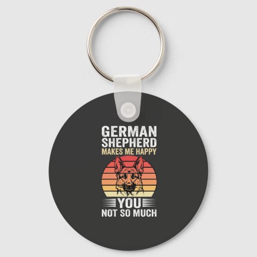 Liebhebber van Duitse Herdershond Funny Retro Sleutelhanger (Voorkant)