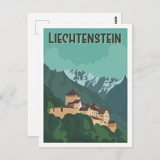 Liechtenstein Beroemde Reisplaats Illustratie Briefkaart (Voorkant / Achterkant)