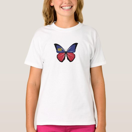 Liechtenstein Butterfly-vlag T-shirt (Voorkant)