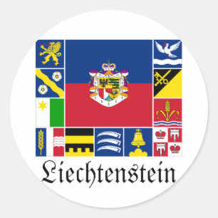 Liechtenstein en zijn gemeente Flags Ronde Sticker
