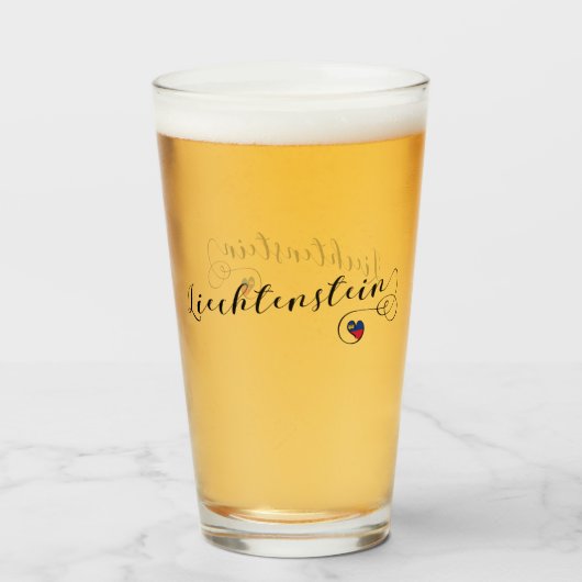 Liechtenstein Flag Heart Glas (Voorkant gevuld)