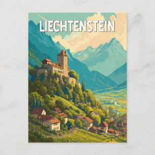 Liechtenstein Illustratie Reis Kunst Vintage Briefkaart