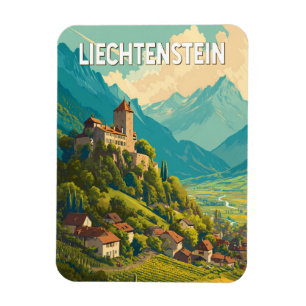 Liechtenstein Illustratie Reis Kunst Vintage Magneet