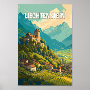 Liechtenstein Illustratie Reis Kunst Vintage Poster