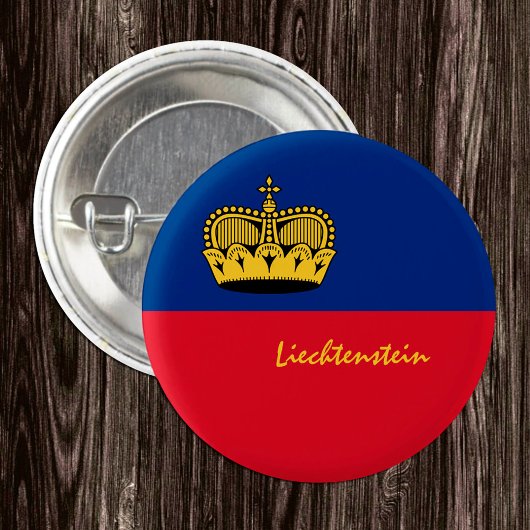 Liechtenstein-knop, patriottische Liechtenstein-vl Ronde Button 3,2 Cm