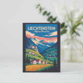 Liechtenstein Landscape Illustration Travel Art Briefkaart (Staand voorkant)