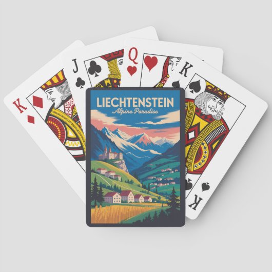 Liechtenstein Landscape Illustration Travel Art Pokerkaarten (Achterkant)