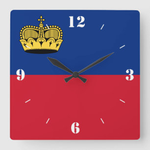 Liechtenstein National Flag Patriotic Vierkante Klok