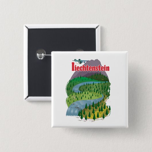 Liechtenstein-reisposter Vierkante Button 5,1 Cm (Voorkant /achterkant)