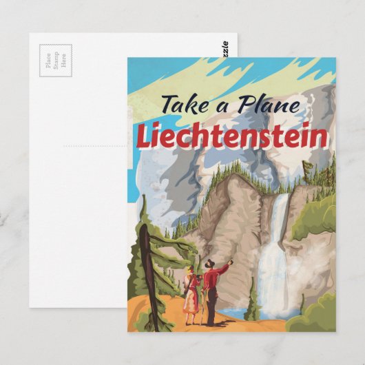 Liechtenstein vintage Travel Poster Briefkaart (Voorkant / Achterkant)