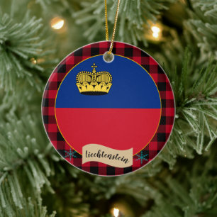 Liechtenstein Vlag, rode buffelvlek, patriottisch Keramisch Ornament