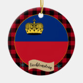 Liechtenstein Vlag, rode buffelvlek, patriottisch Keramisch Ornament (Voorkant)