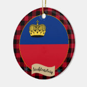 Liechtenstein Vlag, rode buffelvlek, patriottisch Keramisch Ornament (Links)