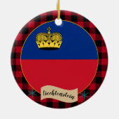 Liechtenstein Vlag, rode buffelvlek, patriottisch Keramisch Ornament (Achterkant)