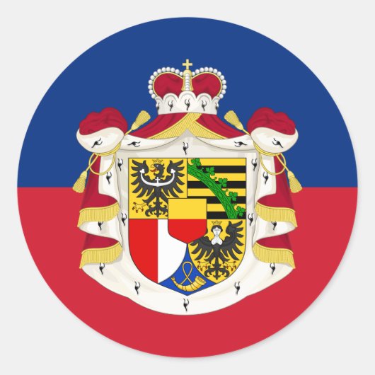 Liechtensteiner Vlag & Wapen Ronde Sticker (Voorkant)