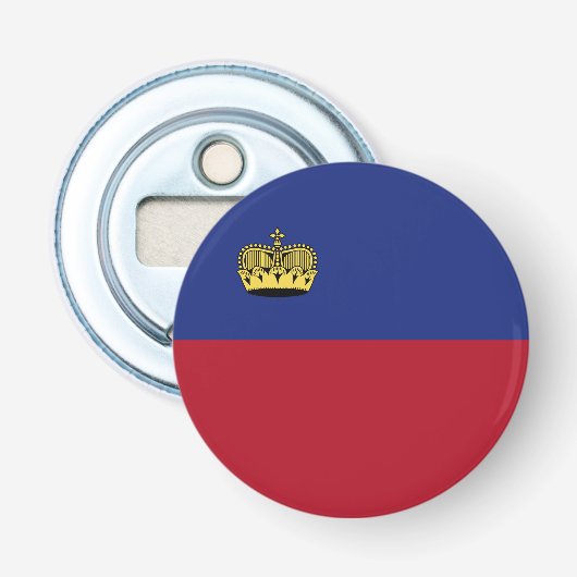 Liechtensteinse vlag button flesopener (Voorkant)