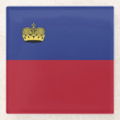 Liechtensteinse vlag glazen onderzetter (Voorkant)