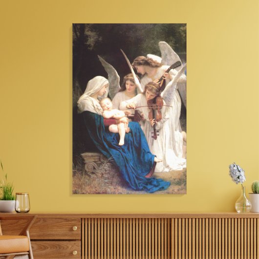 Lied van de engelen (1881) door Bouguereau Canvas Afdruk (Insitu (Woonkamer))