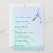Liedje van Dragonfly Whimsical Blue Wedding Kaart (Voorkant)
