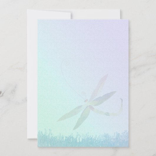 Liedje van Dragonfly Whimsical Blue Wedding Kaart (Achterkant)