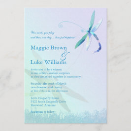 Liedje van Dragonfly Whimsical Blue Wedding Kaart