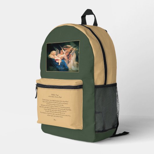 Liedje van engelen met Moedergebed Bedrukte Rugzak (Achterkant Hoek Rechts)