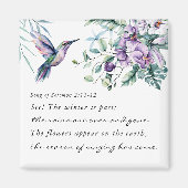 Liedje van Salomo 2:11-12 Kolibrie Bloemen Bijbel Magneet (Voorkant)