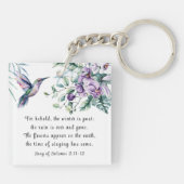 Liedje van Salomo 2:11-12 Kolibrie Bloemen Bijbel Sleutelhanger (Achterkant)
