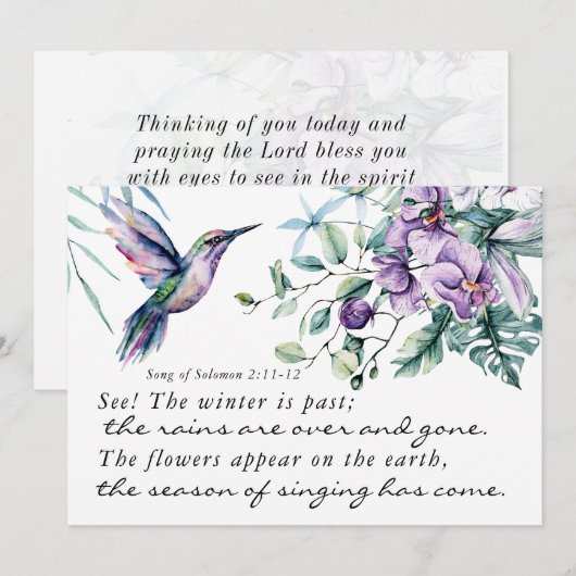 Liedje van Salomo 2 Hummingbird Bible Flat Kaart (Voorkant / Achterkant)
