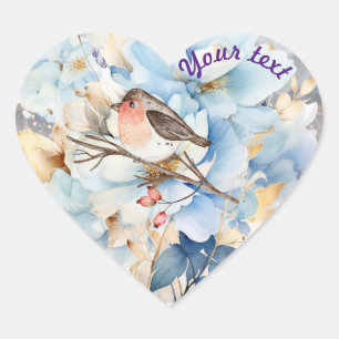 Liedje Vogel & Bloemen Hart Sticker