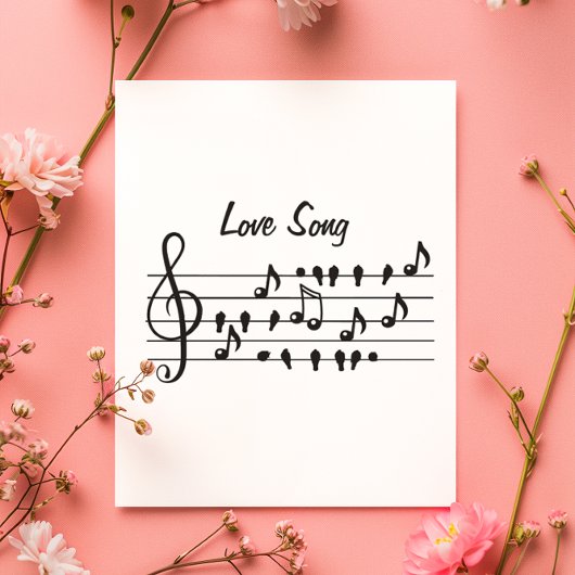 Liedje, vogels zittend tussen muzieknoten bedankkaart