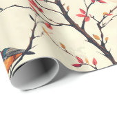 Liedvogels op takken cadeaupapier (Rol Hoek)