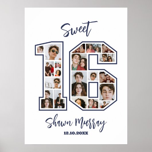 Lief 16 16e Verjaardagsfeestje Aangepaste Fotocoll Poster (Voorkant)