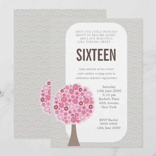 Lief 16 16e Zestien Jaar Verjaardagsfeestje Uitnod Kaart (Voorkant / Achterkant)