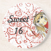 Lief 16 Anime Meisje Onderzetters (Voorkant)