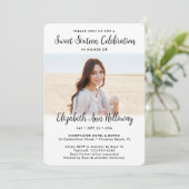 Lief 16 Chic Modern Script 2 Foto Verjaardagsfeest Kaart (Staand voorkant)