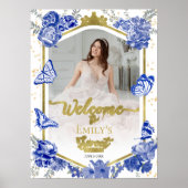 Lief 16 foto Welkomstbord Butterfly Royal Blue Poster (Voorkant)