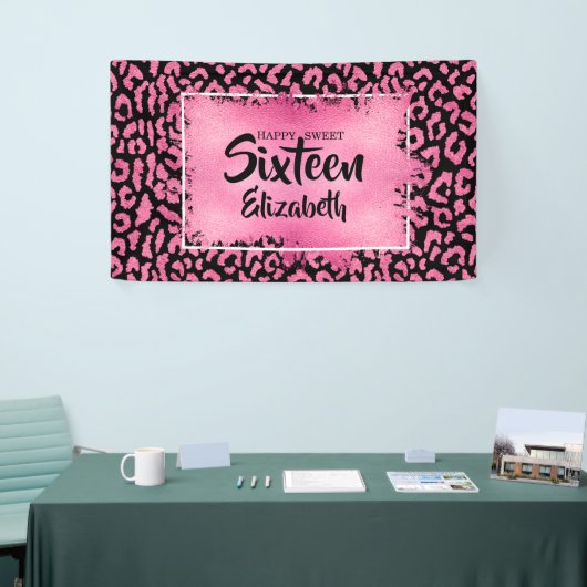 Lief 16 Gelukkige Verjaardag Luipaard Custom Spandoek (Beurs)