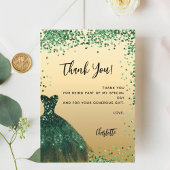 Lief 16 groene jurk confetti bedankje kaart