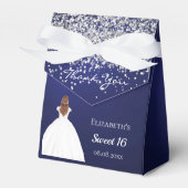 Lief 16 marineblauw wit jurk party bedankdoosjes (Voorkant Zijde)