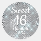 Lief 16 Meisje Verjaardag Gunsten Zilveren Tin Box Ronde Sticker (Voorkant)