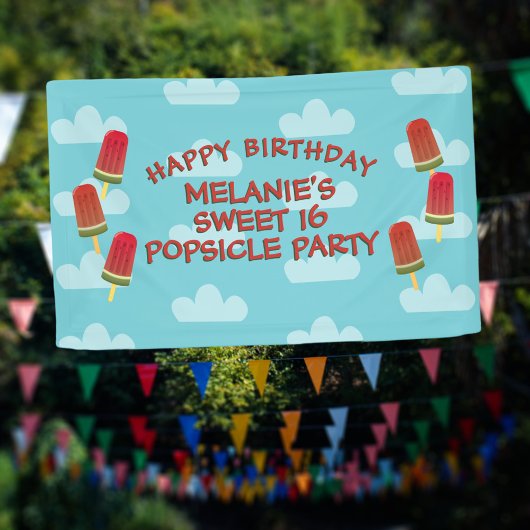 Lief 16 Popsicle Party Meisje Verjaardagsbanner Spandoek