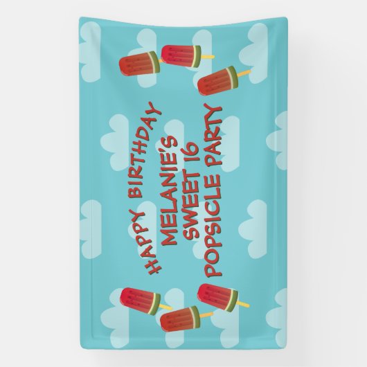 Lief 16 Popsicle Party Meisje Verjaardagsbanner Spandoek (Verticaal)