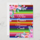 Lief 16 Roze Bloemen Mexicaans Miss Quince Invite Kaart (Achterkant)