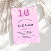 Lief 16 roze confetti meisje feest uitnodiging briefkaart