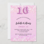 Lief 16 roze confetti meisje party luxe kaart (Voorkant)