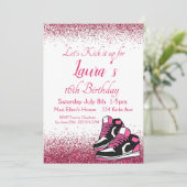 Lief 16, Sneaker Verjaardag, Roze Glitter Kaart (Staand voorkant)