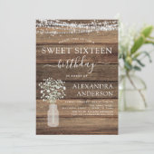 Lief 16 Verjaardag Baby's Breath Rustieke Boerderi Kaart (Staand voorkant)